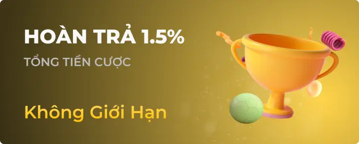 Ưu đãi HOÀN TRẢ 1.5% HẤP DẪN tại vp777 Khuyến mãi HOÀN TRẢ 1.5% tại vp777
